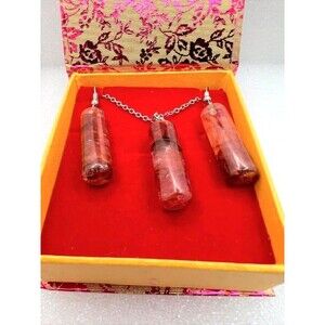 Beautiful Fire Quartz Pendant & Earring Set
